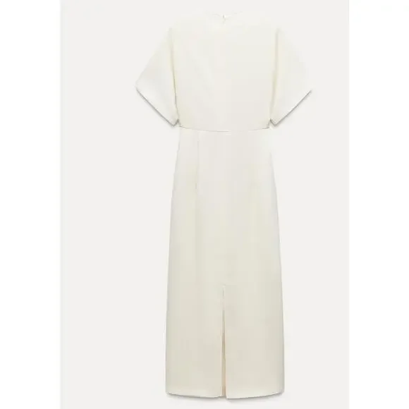 Nwt-Zara- DRAPED FITTED DRESS-Large - Picture 3 of 7